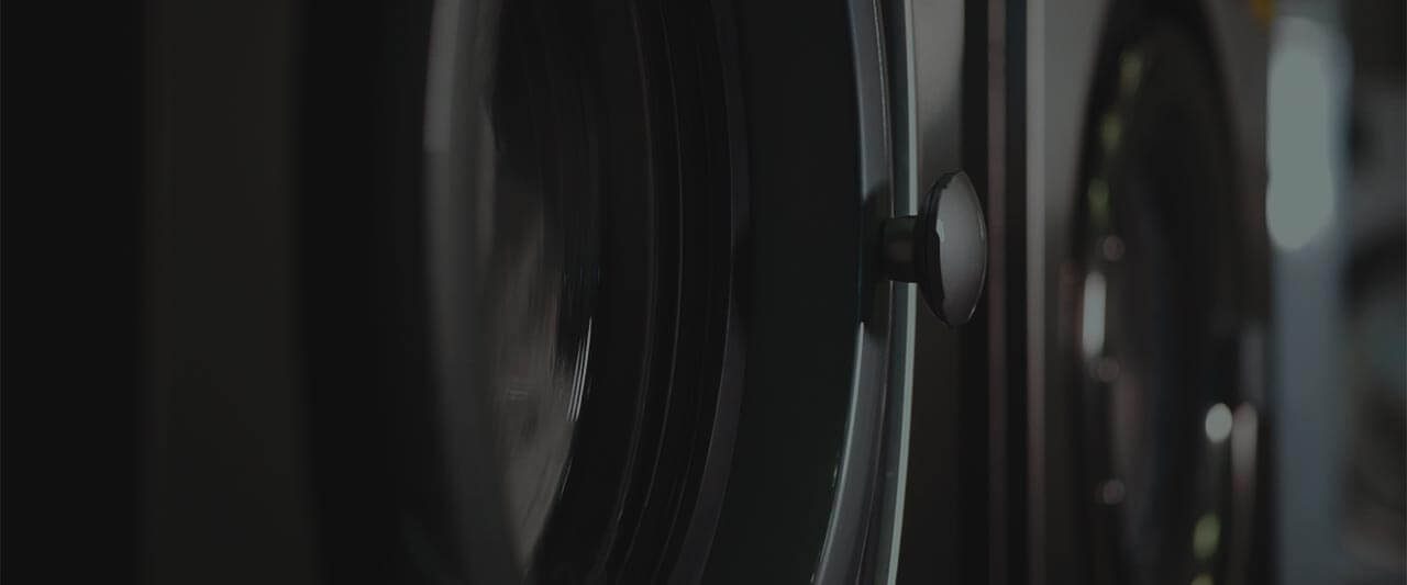 Stylized orange image of commercial laundromat