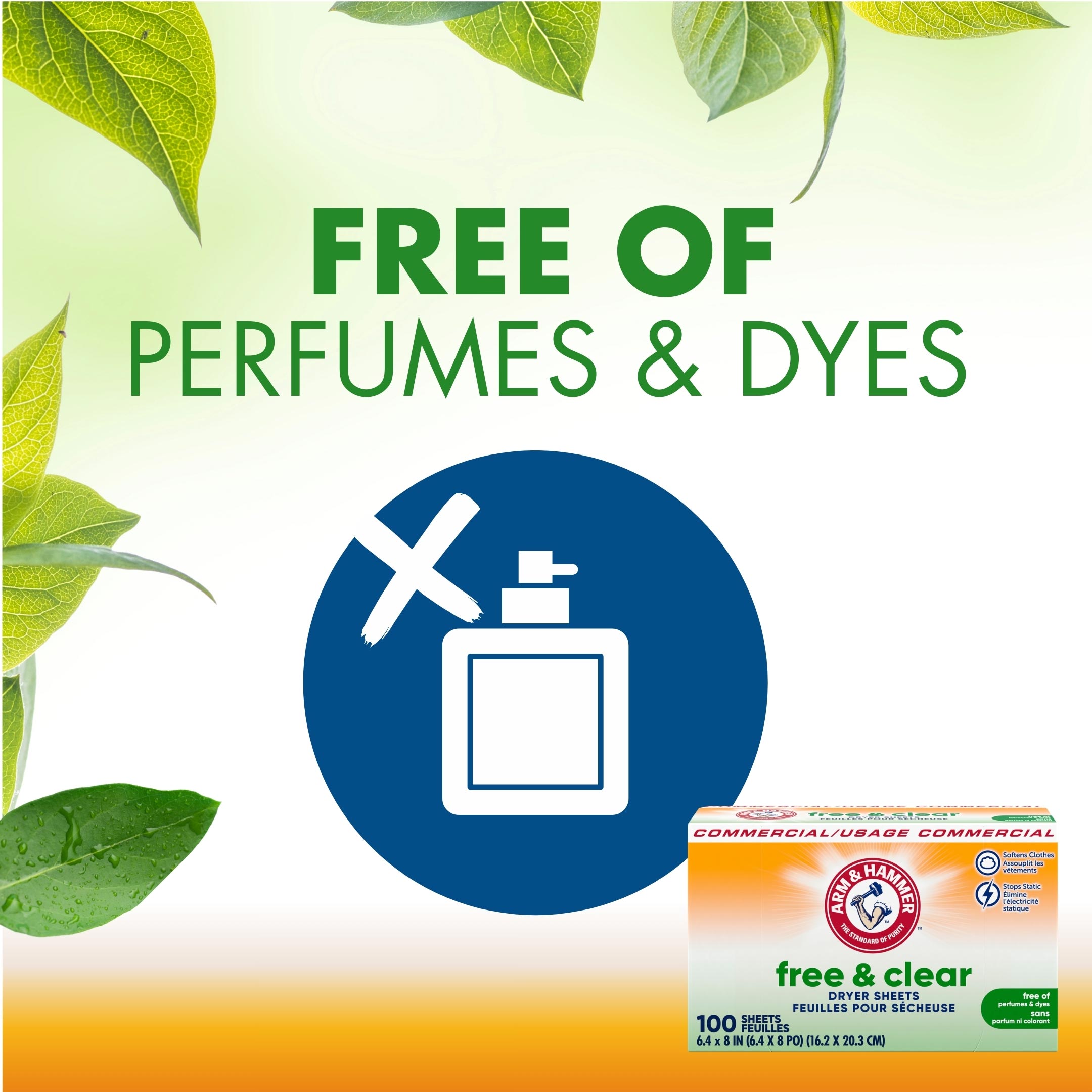 ARM & HAMMER™ Free & Clear Dryer Sheets - free of perfumes and dyes