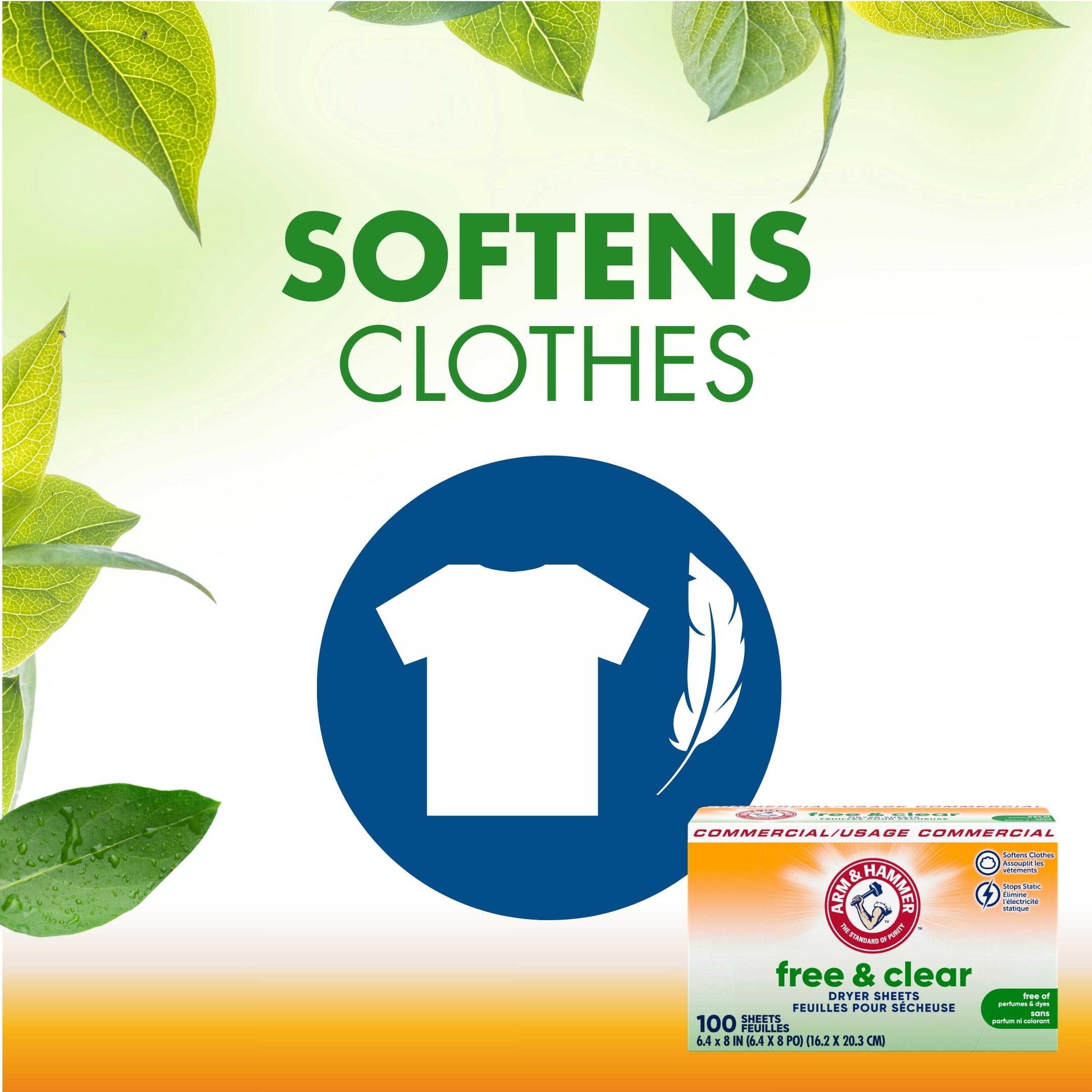 ARM & HAMMER™ Free & Clear Dryer Sheets - Softens clothes