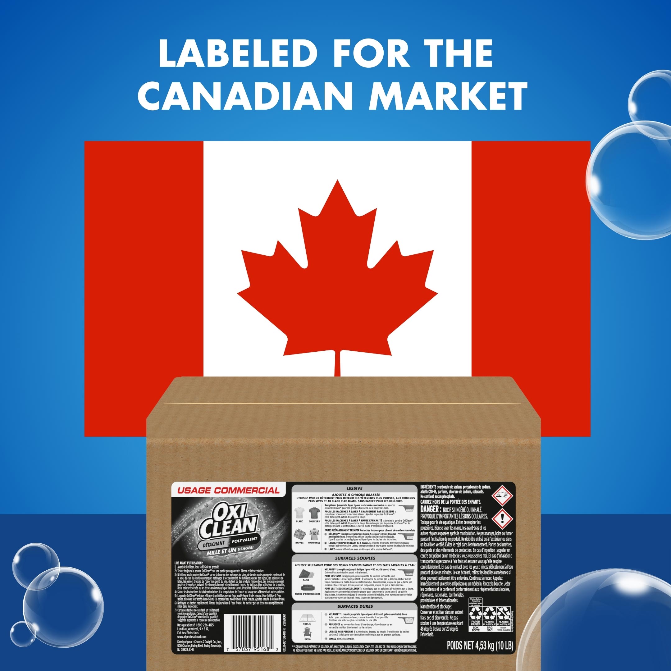 OxiClean™ Versatile Stain Remover 10 pound box - Labeled for the Canadian market