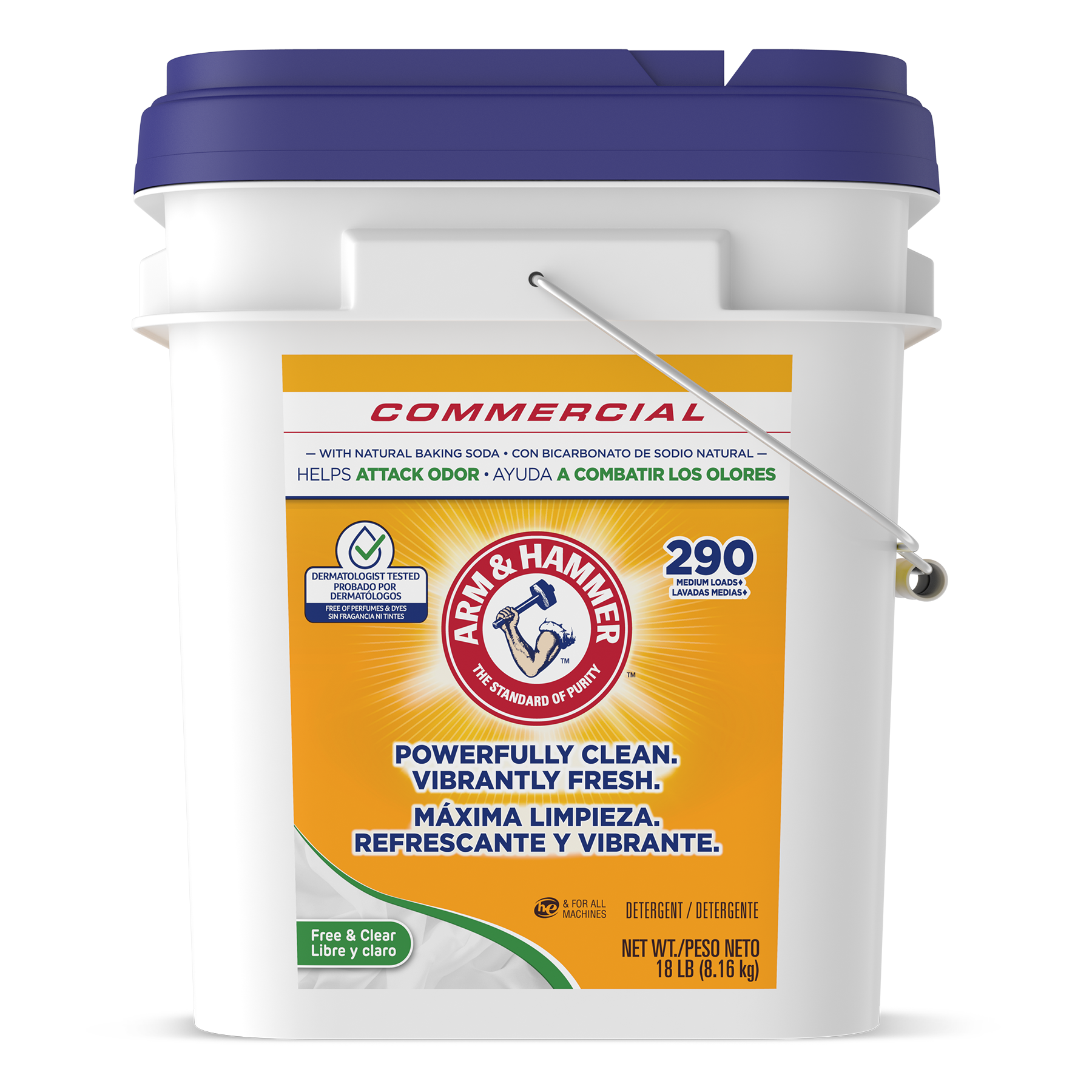 ARM & HAMMER Free & Clear 18lb Powder Laundry Detergent - Front