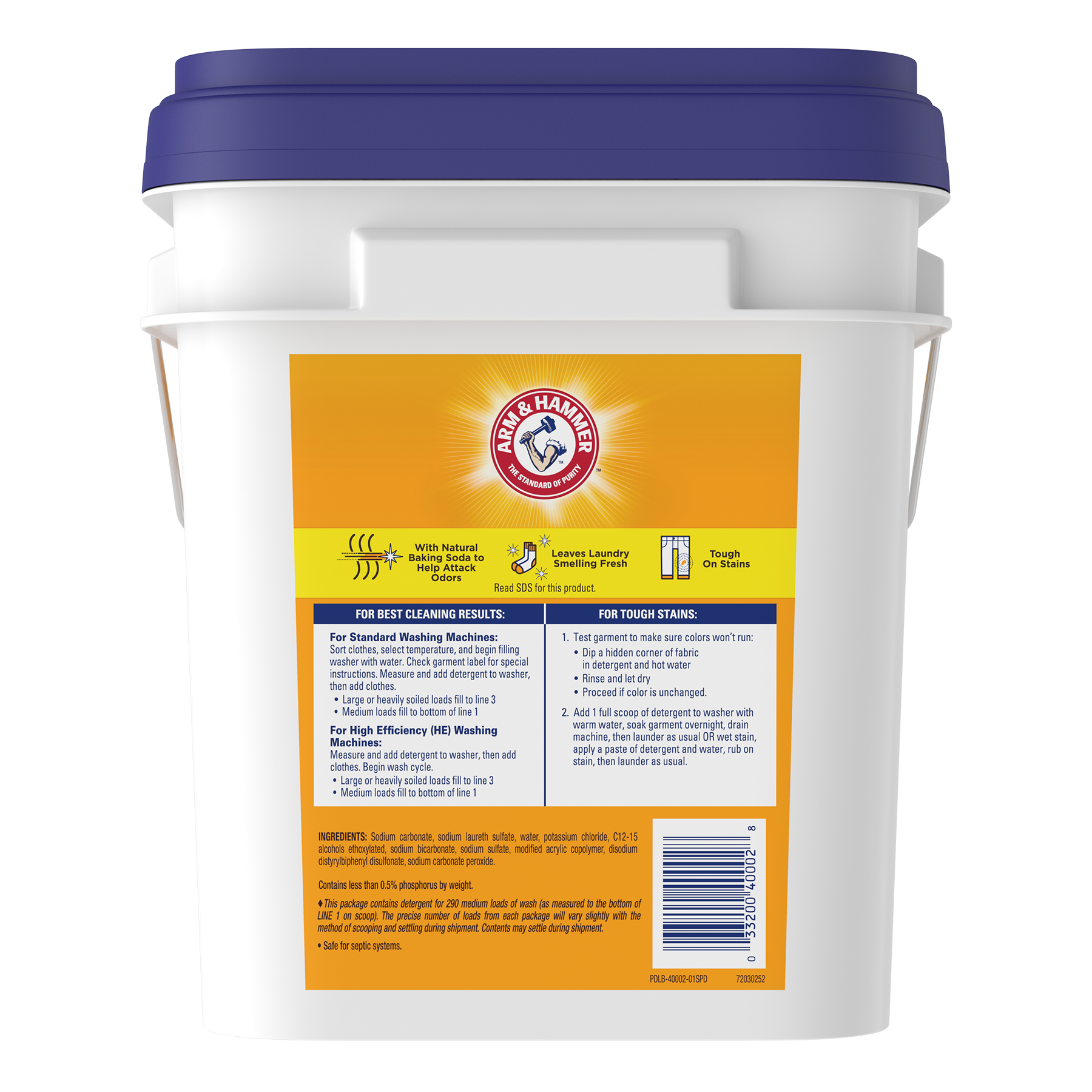 ARM & HAMMER Free & Clear 18lb Powder Laundry Detergent - Left side