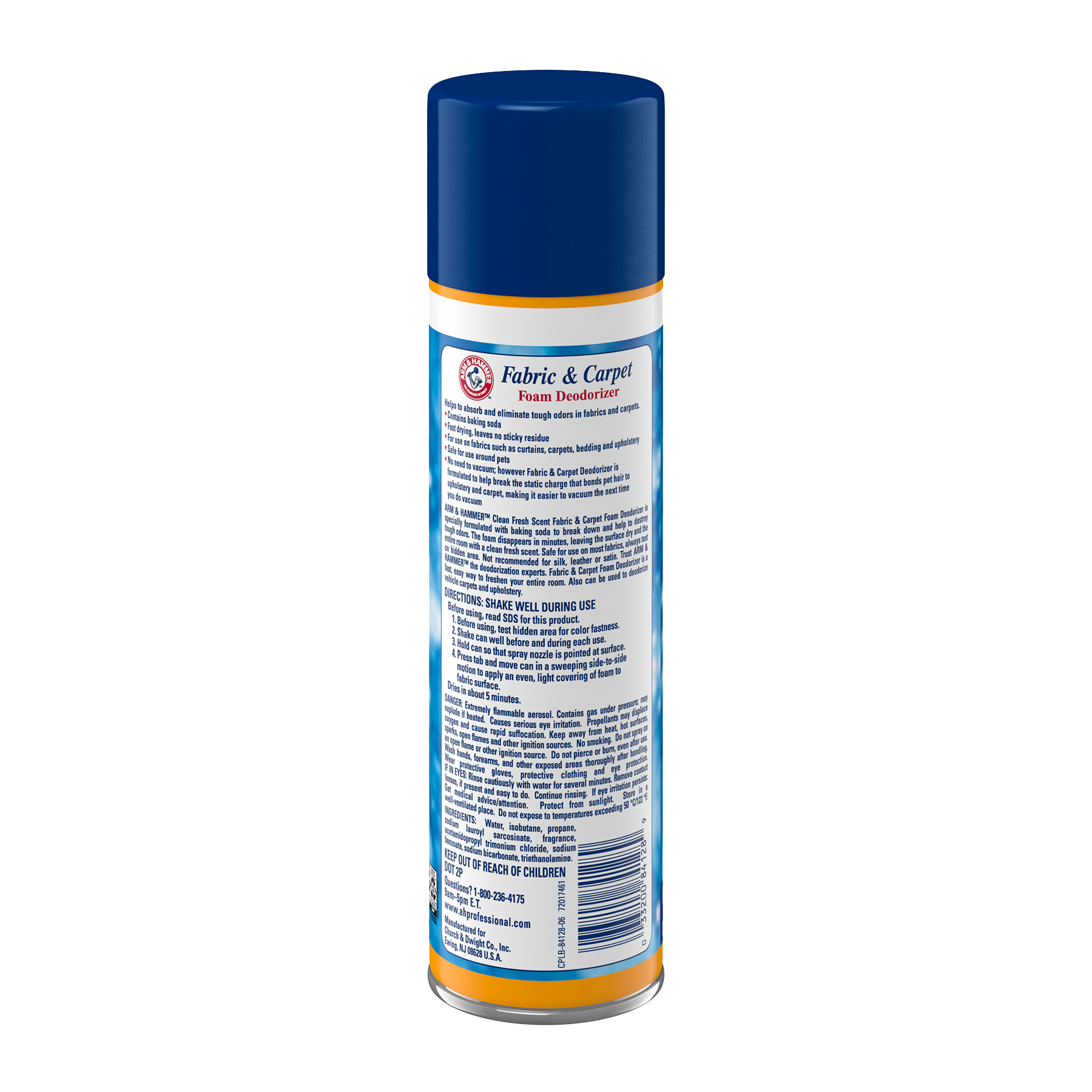 ARM & HAMMER Fabric and Carpet Foam Deodorizer Can - Back