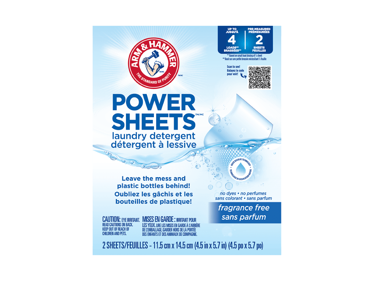 Power Sheets Laundry Detergent Fragrance Free 2 Count