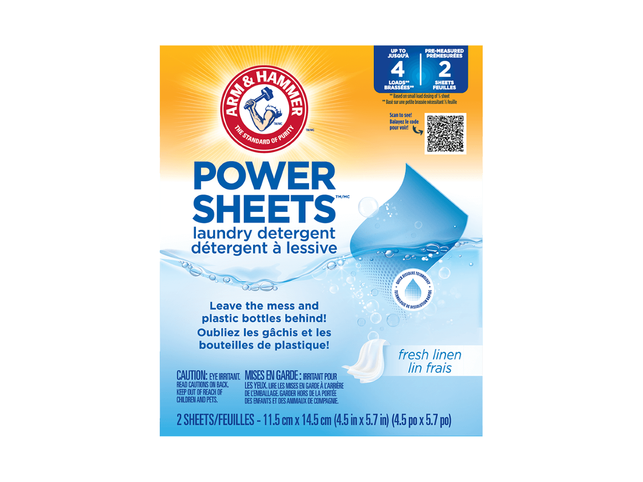 Power Sheets Laundry Detergent Fresh Linen 2 Count