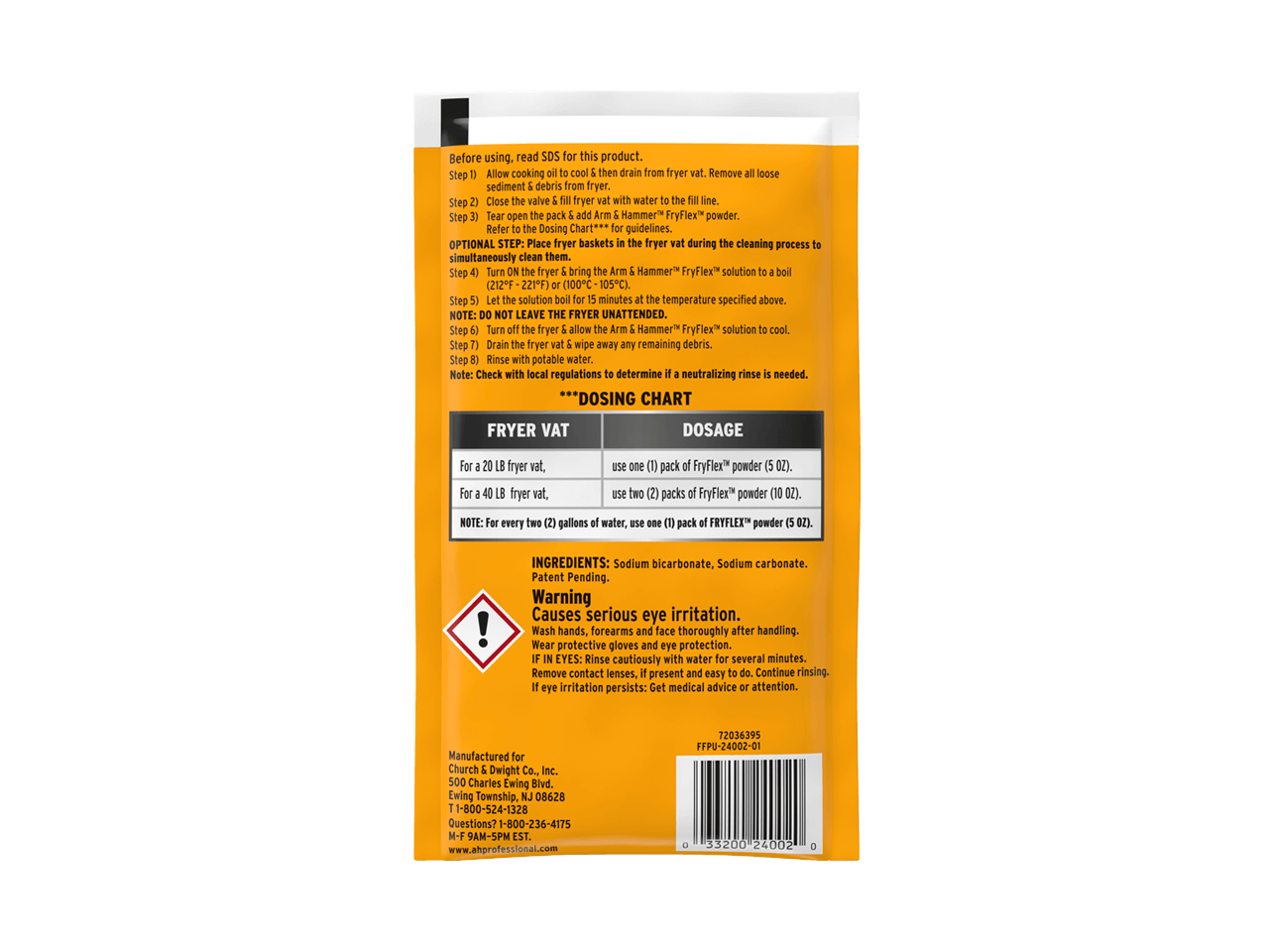 FRYFLEX™ Deep Fryer Boil Out Cleaner 5 oz. Pre-measured Packet Rear